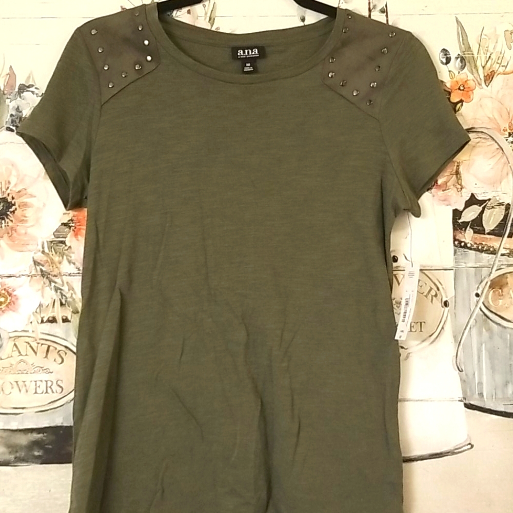 NWT a.n.a Oregano High Low Embellished Shoulder T